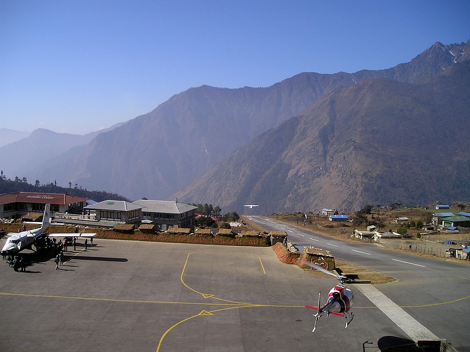 Amazing view of a flight to Lukla airport to get to the Everest region.