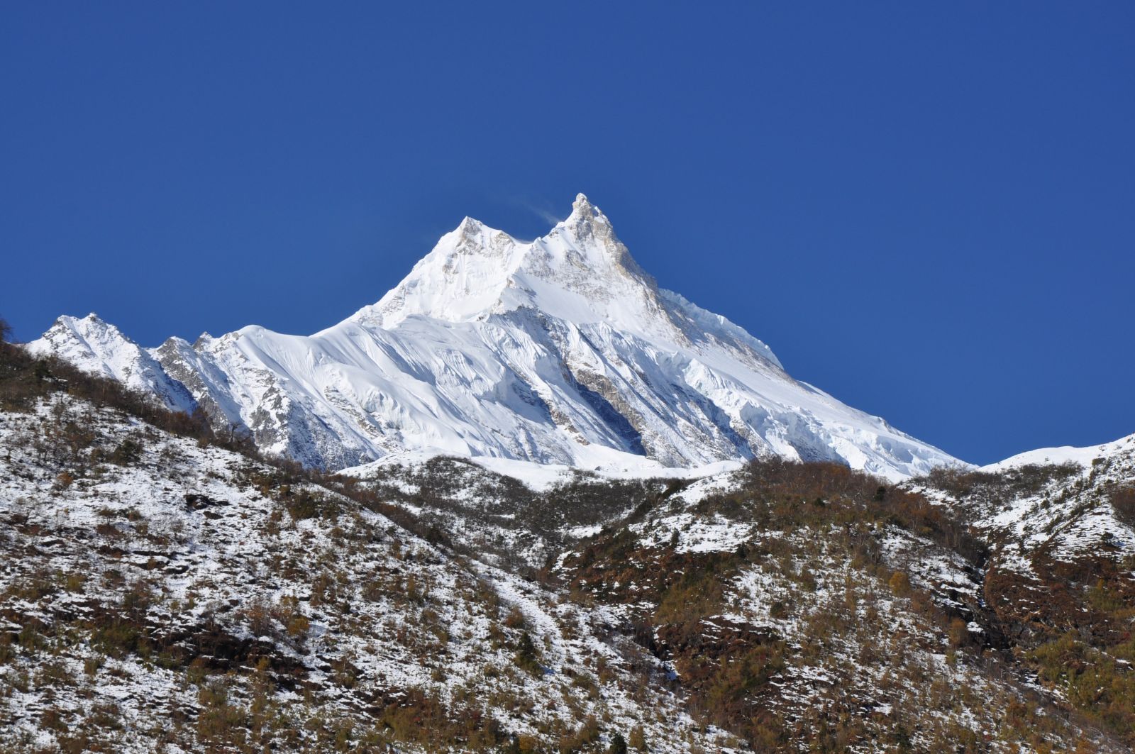View of amazing mountains is one of the reasons why people love trekking in Manaslu